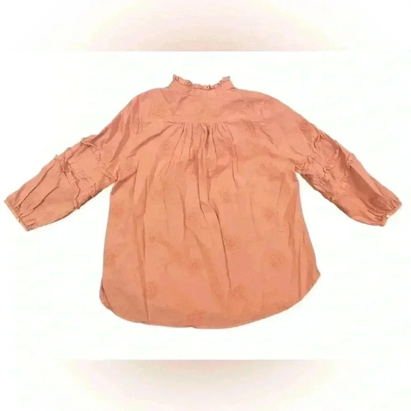 Isabella Sinclair Sunflower Embroidered Henley In Salmon Pink Size Medium - Picture 7 of 9